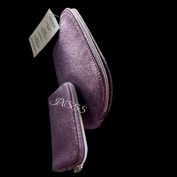 Purple (Sparkly) Coach Cosmetic-Makeup Bag/Coin-Pouch SET - Picture 4 of 15